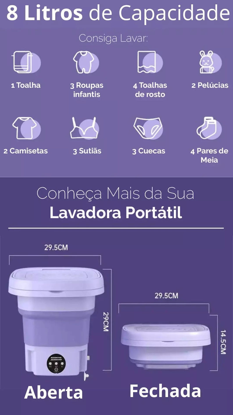 Lava e Seca® Dobrável e Portátil - Compre 1 e leve 2 - Promoção só hoje!