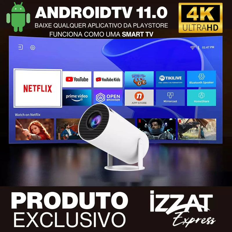 Projetor 4K 100 Pol. Magic Cube Original Tazzi - Portátil - c/ Som Estéreo