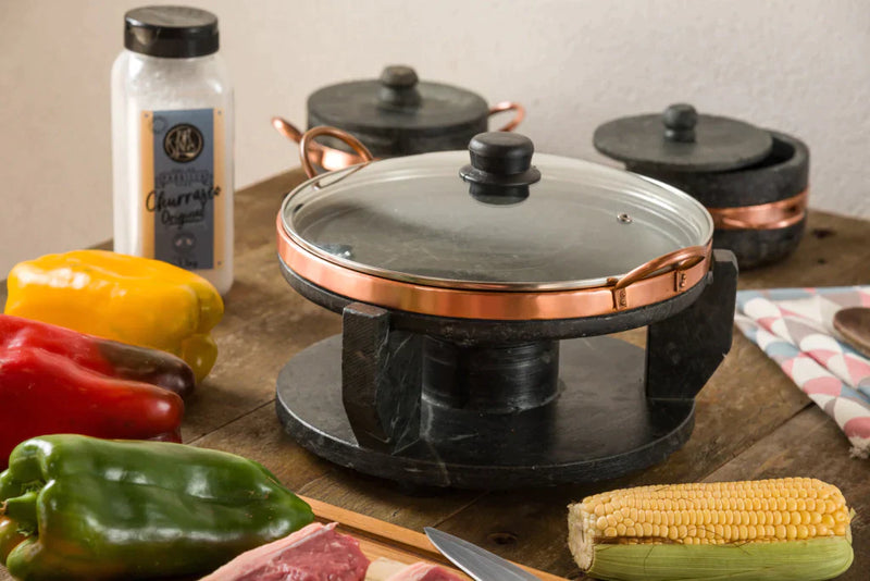 Churrasqueira de Pedra - Redonda com TAMPA + Cumbuca