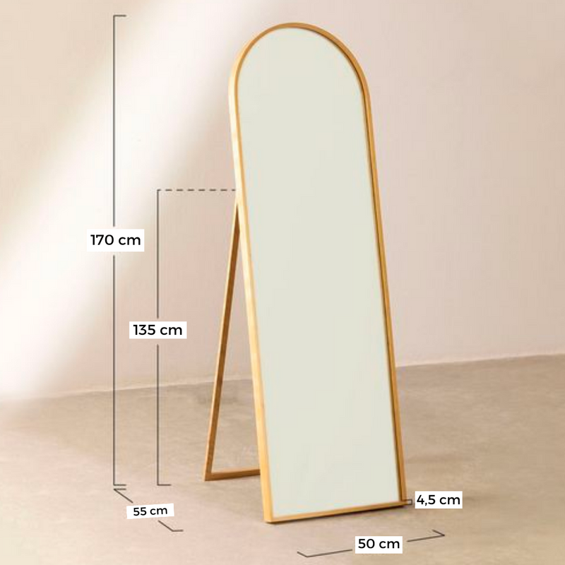 [ESQUENTA BLACK] Espelho Oval Base Reta Apoio Chão + [FITA DE LED BRINDE]