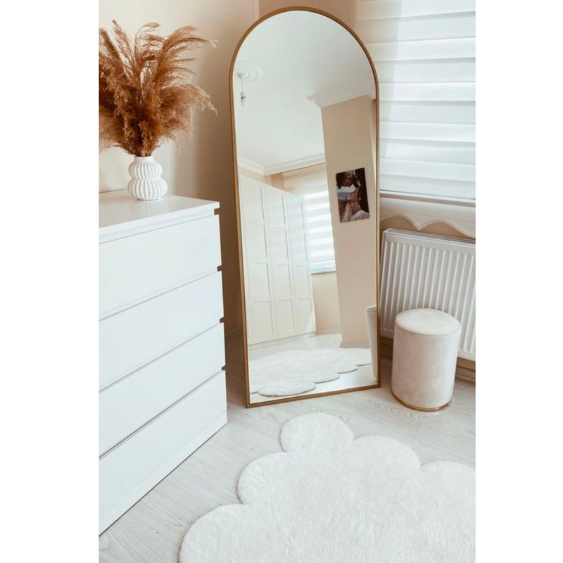 [ESQUENTA BLACK] Espelho Oval Base Reta Apoio Chão + [FITA DE LED BRINDE]