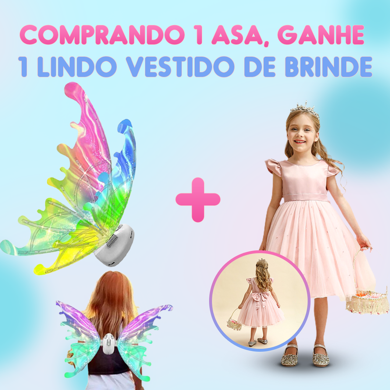 Asas de Fada com LED e Música: Encante-se com Brilho e Fantasia + Vestido
