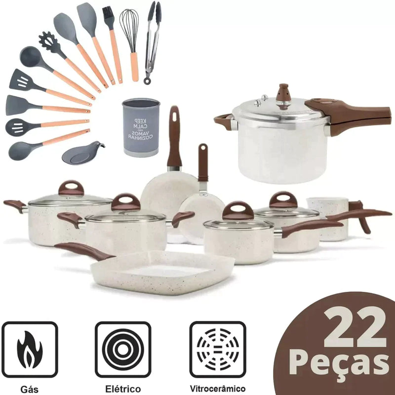 Conjunto de Panelas Ceramic Life Plus 9 Pelas [+BRINDES]