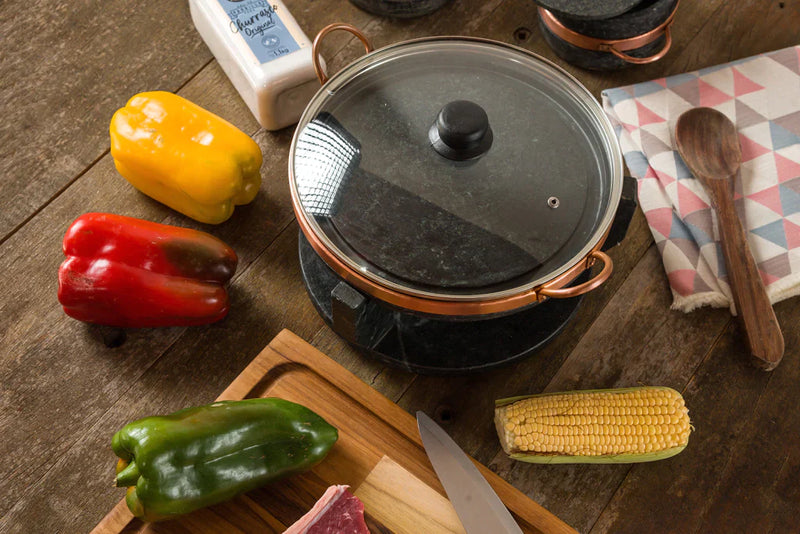 Churrasqueira de Pedra - Redonda com TAMPA + Cumbuca